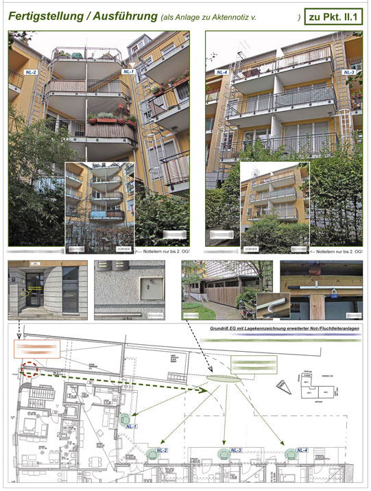 HH - Planung u. Ausschreibung, Ausführung 4 Fluchtleiteranlagen gr. MFH